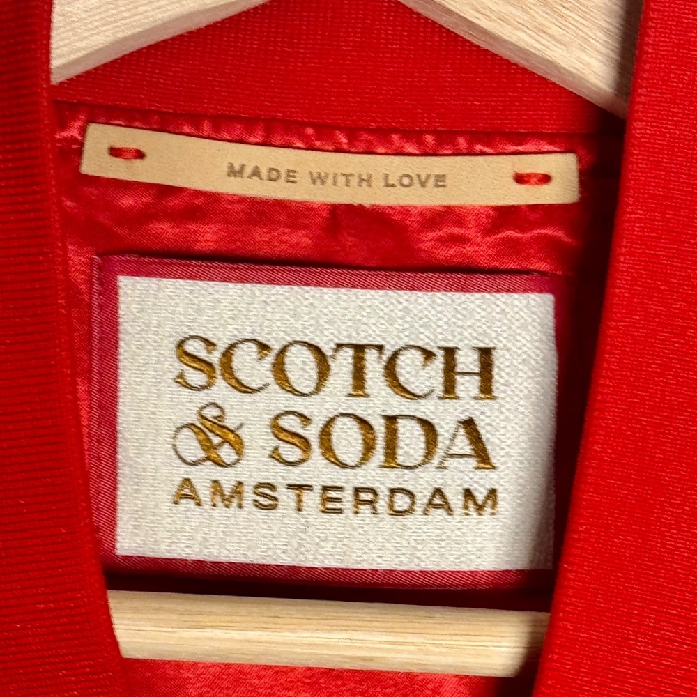 Scotch & Soda Amsterdam Souvenir Red Bomber Jacket Sz M - Picture 6 of 13